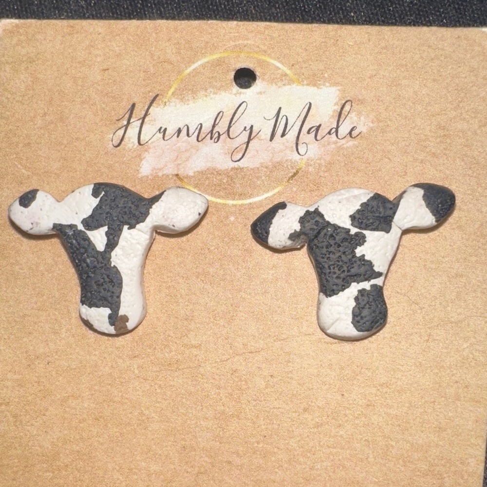 Black and White Earrings “Cow”